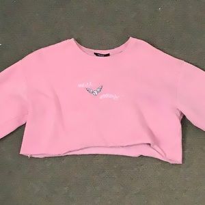 PINK “ANGEL ENERGY” CROPPED SWEATSHIRT